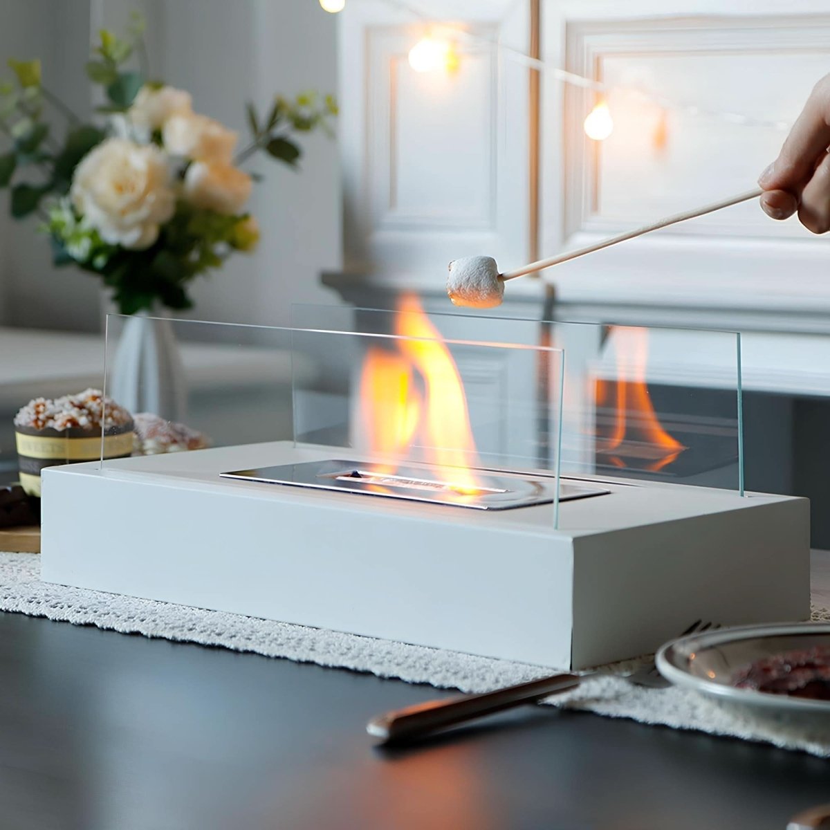 FlameGlow bioethanol table fireplace - Portable & stylish for indoors & outdoors