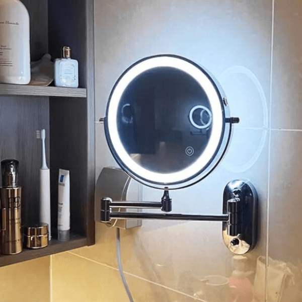 LED Magnifying Mirror Rechargeable 8 in Adjustable Brightness Makeup Skincare Cosmetic Mirror | Thomler